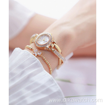 Diamond Women's Watch Quartz Steel Fashion Rose Gold Charm Rhinestone Cross Luxury Wristwatch BS 1531 Ladies Dress Watches